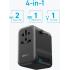 Anker Power Extend 4 - 1 Travel Adapter, 65W Power Delivery, USB-A Port, 2x USB-C Port, AC Outlet, Covers Over 150+ Countries with US, UK, EU, AUS Plugs, Black
